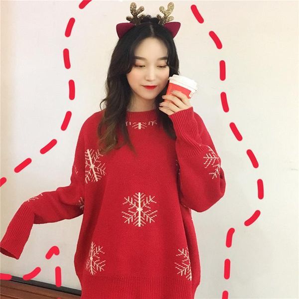 lazy style christmas sweater korean cotton women's pullover autumn and winter version of wild loose sweaters, White;black
lazy style christmas sweater korean cotton women's pullover autumn and winter version of wild loose sweaters, White;black