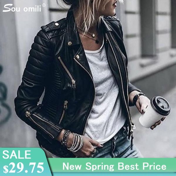 women's leather & faux blue lozenge jacket for women rivet punk moto coat jaquetas couro casaco chaqueta cuerina mujer jeh8, Black
women's leather & faux blue lozenge jacket for women rivet punk moto coat jaquetas couro casaco chaqueta cuerina mujer jeh8, Black