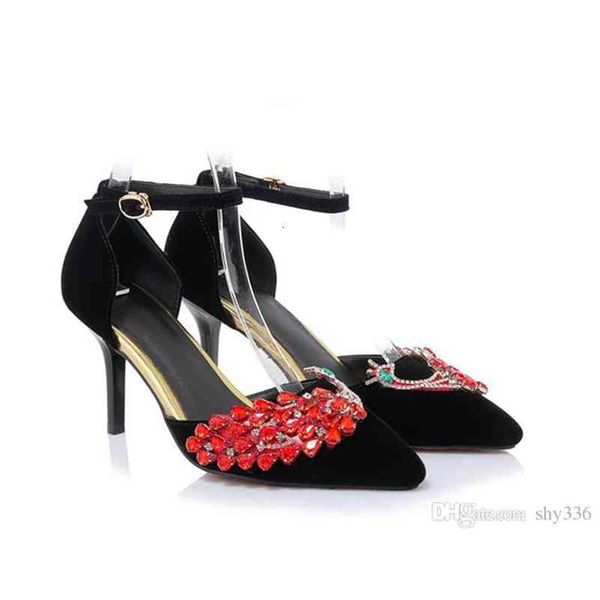 summer high-quality fashion red suede wedding shoes buckle strap pointed toes decoration stiletto heel sandals, Black
summer high-quality fashion red suede wedding shoes buckle strap pointed toes decoration stiletto heel sandals, Black