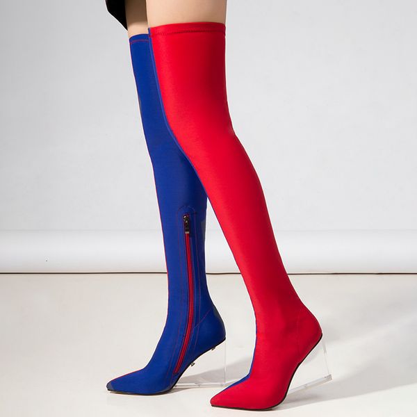 boots 2021 fashion over the women wedges high heels stertch pointed toe zipper autumn winter candy colors long ap6g, Black 
boots 2021 fashion over the women wedges high heels stertch pointed toe zipper autumn winter candy colors long ap6g, Black