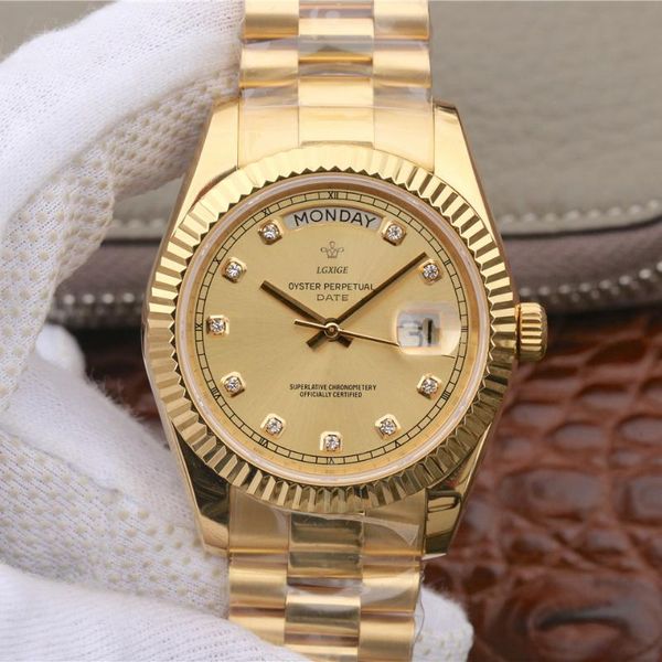 wristwatches 8 colors luxury watch day date quartz 40mm mens royal diamond stainless steel band accessories wrist, Slivery;brown
wristwatches 8 colors luxury watch day date quartz 40mm mens royal diamond stainless steel band accessories wrist, Slivery;brown