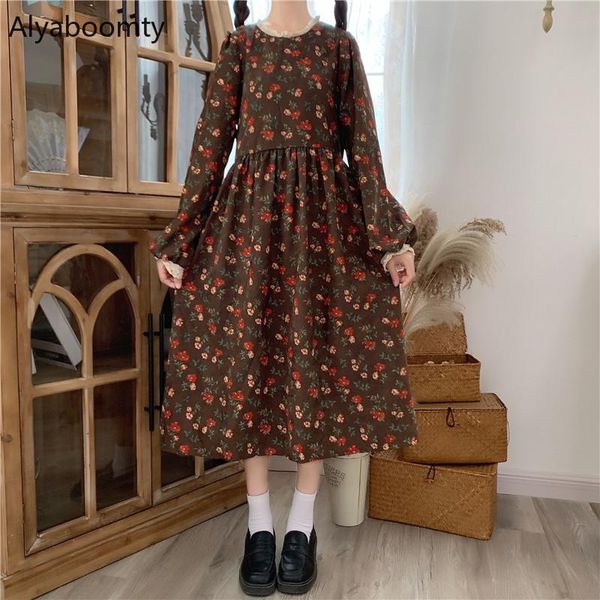 casual dresses japanese mori girl fall spring women midi dress lace collar coffee floral printed feminine vintage elegant corduroy, Black;gray
casual dresses japanese mori girl fall spring women midi dress lace collar coffee floral printed feminine vintage elegant corduroy, Black;gray