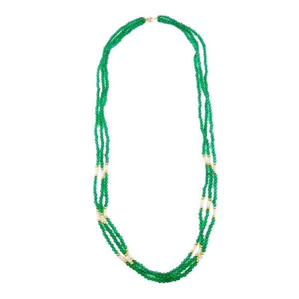 lii ji green agate natural stone nearround freshwater pearl 925 sterling silver gold plate clasp long fancy 3 row necklace 25.5" chains
lii ji green agate natural stone nearround freshwater pearl 925 sterling silver gold plate clasp long fancy 3 row necklace 25.5" chains