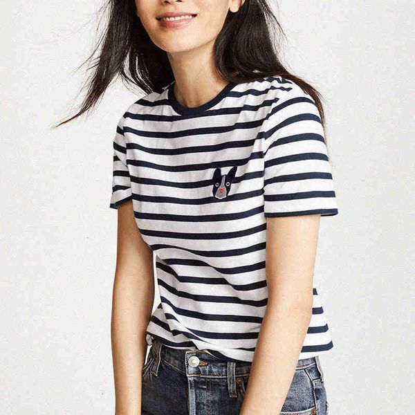 women's t-shirt t shirts stripe femme puppy head embroidery pattern funny cotton soft summer chic youth women tee shirt navy style wn5d, White
women's t-shirt t shirts stripe femme puppy head embroidery pattern funny cotton soft summer chic youth women tee shirt navy style wn5d, White
