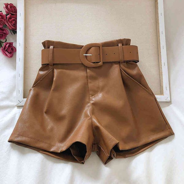 women's shorts pu leather women all-match sashes wide leg short ladies autumn winter 1l9k, White;black
women's shorts pu leather women all-match sashes wide leg short ladies autumn winter 1l9k, White;black