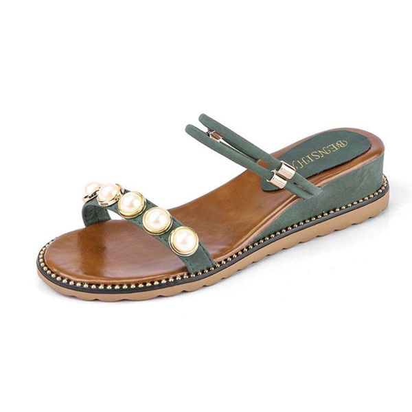 women sandals pearl strappy wedges heel slides casual dress lip on summer beach, Black
women sandals pearl strappy wedges heel slides casual dress lip on summer beach, Black