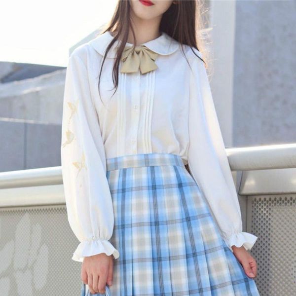 women's blouses & shirts spring/autumn japanese cute sweet girl lolita shirt butterfly embroidery jsk uniform puff sleeve elegant woman, White
women's blouses & shirts spring/autumn japanese cute sweet girl lolita shirt butterfly embroidery jsk uniform puff sleeve elegant woman, White