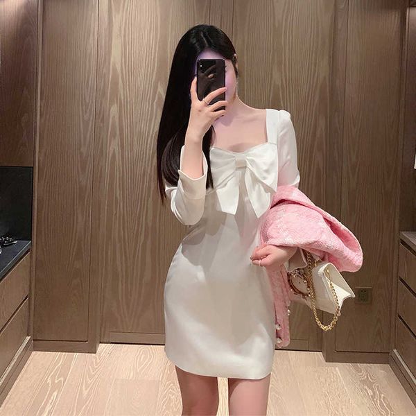 luxury evening dress 2021 rich lady french celebrity slim white bow long sleeve slim satin, Black;gray
luxury evening dress 2021 rich lady french celebrity slim white bow long sleeve slim satin, Black;gray