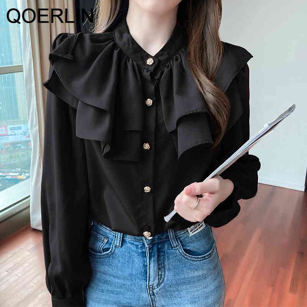qoerlin s-2xl korean style ol elegant solid black white shirts spring summer lantern sleeve flower button upwomen blouse new 210416
qoerlin s-2xl korean style ol elegant solid black white shirts spring summer lantern sleeve flower button upwomen blouse new 210416