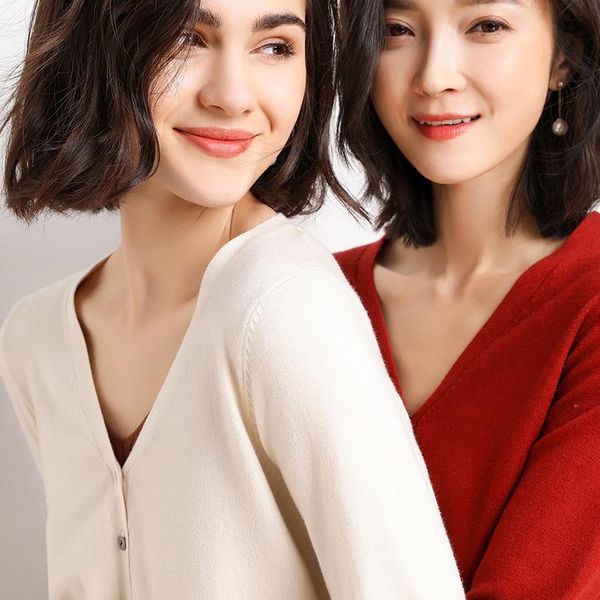 women's knits & tees long-sleeved knitted cardigan autumn and winter korean outerwear shawl sweater coat fashion thin short design, White
women's knits & tees long-sleeved knitted cardigan autumn and winter korean outerwear shawl sweater coat fashion thin short design, White