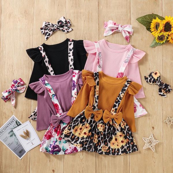 clothing sets 3 pcs baby girl casual outfits, ribbed sleeve round neck pullover print suspender skirt + bowknot headband children's, White
clothing sets 3 pcs baby girl casual outfits, ribbed sleeve round neck pullover print suspender skirt + bowknot headband children's, White
