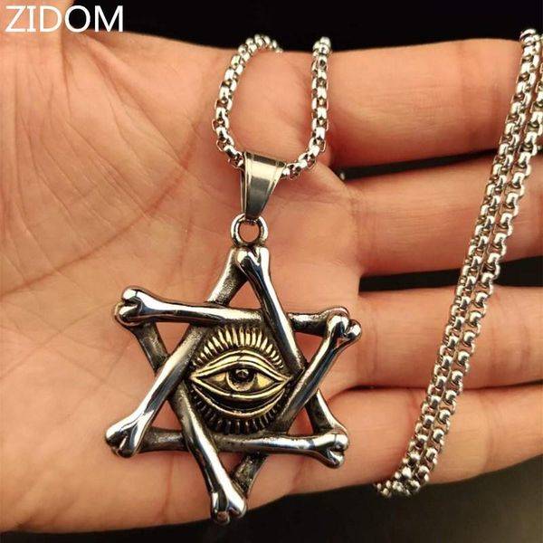 men hip hop star of david with eye pendant necklaces stainless steel never fade male vintage hexagram necklace hiphop jewelry, Silver
men hip hop star of david with eye pendant necklaces stainless steel never fade male vintage hexagram necklace hiphop jewelry, Silver