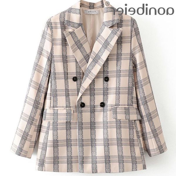 women's suits & blazers summer office aonibeier lady suit jacket fashion double breasted notched collar long sleeve women plaid female, White;black
women's suits & blazers summer office aonibeier lady suit jacket fashion double breasted notched collar long sleeve women plaid female, White;black