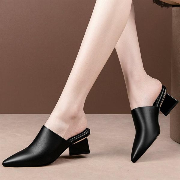 slippers summer mules women genuine leather cuban high heel outdoor female pointed toe gladiator sandals wedding pumps shoes, Black
slippers summer mules women genuine leather cuban high heel outdoor female pointed toe gladiator sandals wedding pumps shoes, Black