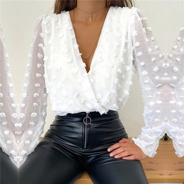 women's blouses & shirts 2021 women deep v neck white jacquard fashion shirt female long sleeve chic polka dot solid color mesh
women's blouses & shirts 2021 women deep v neck white jacquard fashion shirt female long sleeve chic polka dot solid color mesh