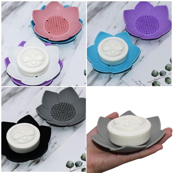 soap dishes 1pc silicone box lotus shape non-slip portable holder water draining solid color dish bathroom accessories
soap dishes 1pc silicone box lotus shape non-slip portable holder water draining solid color dish bathroom accessories