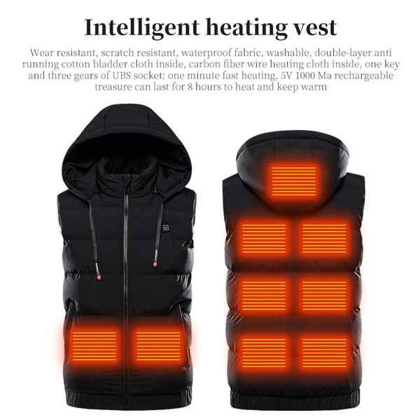 heating hooded winter men's jacket intelligent heatings nine zone warm vest, Black;brown
heating hooded winter men's jacket intelligent heatings nine zone warm vest, Black;brown