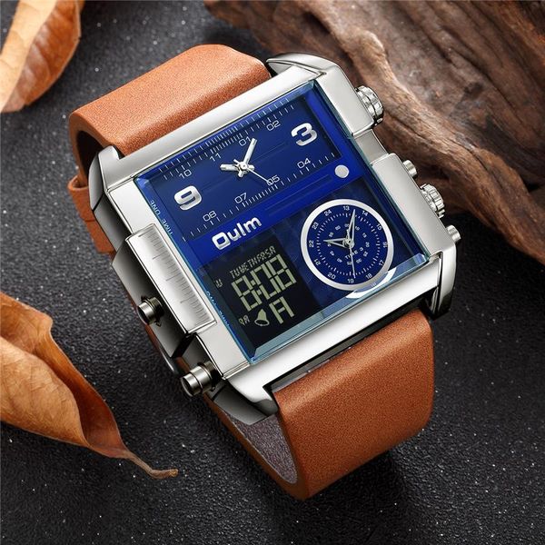 wristwatches oulm square size watches men led waterproof dual display two time zone male watch luxury sport wristwatch relogio masculino, Slivery;brown
wristwatches oulm square size watches men led waterproof dual display two time zone male watch luxury sport wristwatch relogio masculino, Slivery;brown
