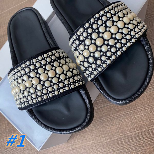designer women's luxury pearl slippers platform leisure summer wide flat beach sandals size 35-40 with box, Black
designer women's luxury pearl slippers platform leisure summer wide flat beach sandals size 35-40 with box, Black
