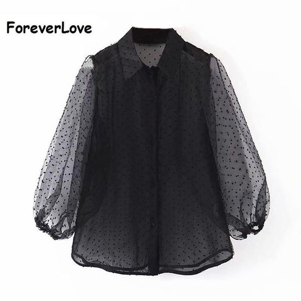 women's blouses & shirts dot embroidery women organza blouse 2021 lantren sleeve black see through chic casual turn down collar shirt b, White
women's blouses & shirts dot embroidery women organza blouse 2021 lantren sleeve black see through chic casual turn down collar shirt b, White