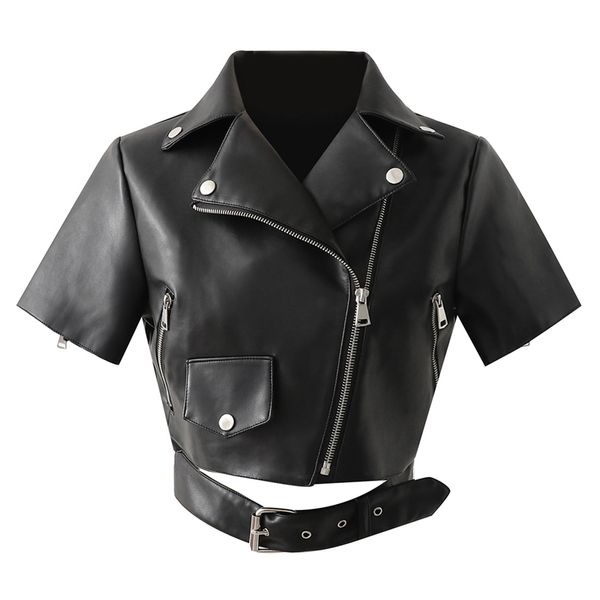 elegant women black pu leather-clad cool lady pocket short jackets streetwear female zipper suits moto girls chic jacket 210427
elegant women black pu leather-clad cool lady pocket short jackets streetwear female zipper suits moto girls chic jacket 210427