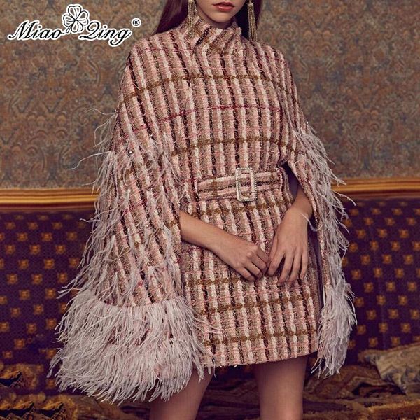 women's wool & blends miaoqing patchwork feathers diamonds plaid coats turtleneck cloak sleeve high waist with sashes 2021 fashion clot, Black
women's wool & blends miaoqing patchwork feathers diamonds plaid coats turtleneck cloak sleeve high waist with sashes 2021 fashion clot, Black