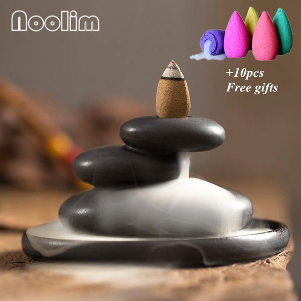 fragrance lamps ceramic stone shape backflow incense burner holder smoke waterfall censer home office decor + 10pcs cones
fragrance lamps ceramic stone shape backflow incense burner holder smoke waterfall censer home office decor + 10pcs cones