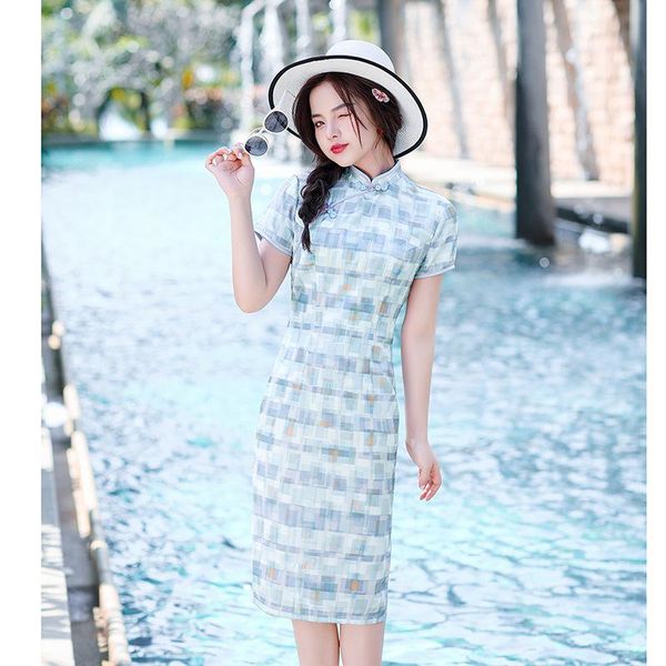 ethnic clothing plus size 3xl lady mid-length cheongsam skirt elegant slim plaid cotton chinese dresses short sleeve mandarin collar qipao d, Red
ethnic clothing plus size 3xl lady mid-length cheongsam skirt elegant slim plaid cotton chinese dresses short sleeve mandarin collar qipao d, Red