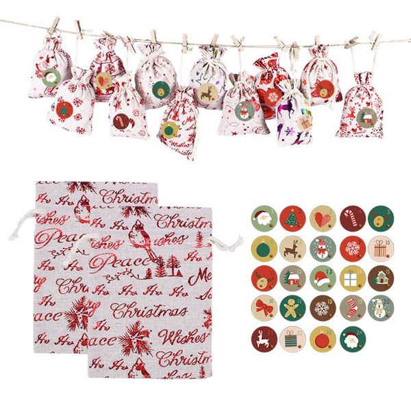 gift wrap 24pcs christmas drawstring bags burlap cookie packaging bag xmas party with stickers clips hanging rope present set
gift wrap 24pcs christmas drawstring bags burlap cookie packaging bag xmas party with stickers clips hanging rope present set
