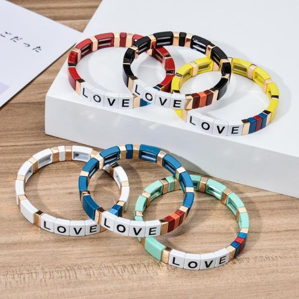 charm bracelets bohemian enamel square bead chains bracelet for women men love letter elastic customize rainbow wristband jewelry, Golden;silver
charm bracelets bohemian enamel square bead chains bracelet for women men love letter elastic customize rainbow wristband jewelry, Golden;silver