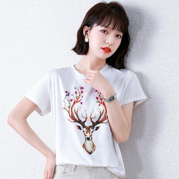 summer korean fashion silk t-shirts for women vintage satin short sleeves plus size xxxl office lady shirts women's t-shirt, White
summer korean fashion silk t-shirts for women vintage satin short sleeves plus size xxxl office lady shirts women's t-shirt, White