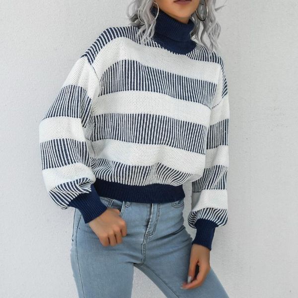 women's sweaters women winter stripes turtleneck sweater pullover long sleeve o-neck casual loose ladies 2021 fashion warm knit jumpers, White;black
women's sweaters women winter stripes turtleneck sweater pullover long sleeve o-neck casual loose ladies 2021 fashion warm knit jumpers, White;black