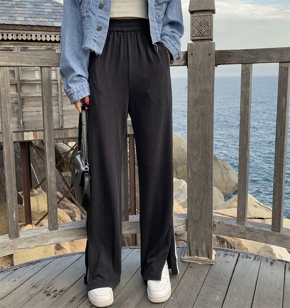 capris ytx204 split female summer classic striped legged pants, Black;white 
capris ytx204 split female summer classic striped legged pants, Black;white