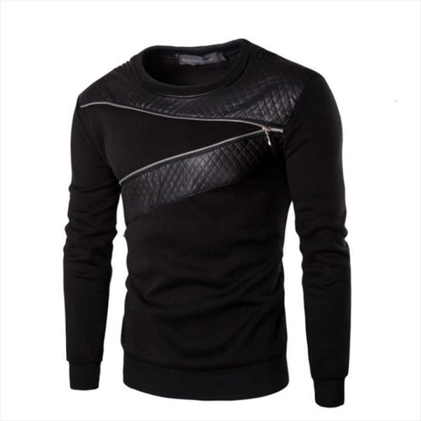 men`s leather long sleeve men t shirts o neck gothic punk style black tees with zippers for hipster plus size, White;black
men`s leather long sleeve men t shirts o neck gothic punk style black tees with zippers for hipster plus size, White;black