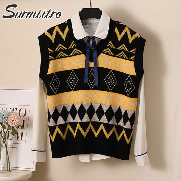 surmiitro spring autumn argyle knitted loose sweater vest women sleeveless waistcoat female korean style chic knitwear 210712, White
surmiitro spring autumn argyle knitted loose sweater vest women sleeveless waistcoat female korean style chic knitwear 210712, White