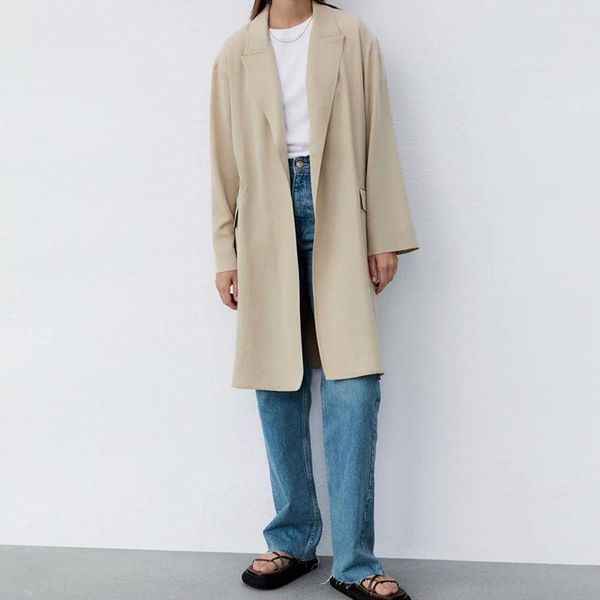 women's trench coats 2021 women solid color verticality cardigan windbreaker female vintage lapel temperament long coat, Tan;black
women's trench coats 2021 women solid color verticality cardigan windbreaker female vintage lapel temperament long coat, Tan;black