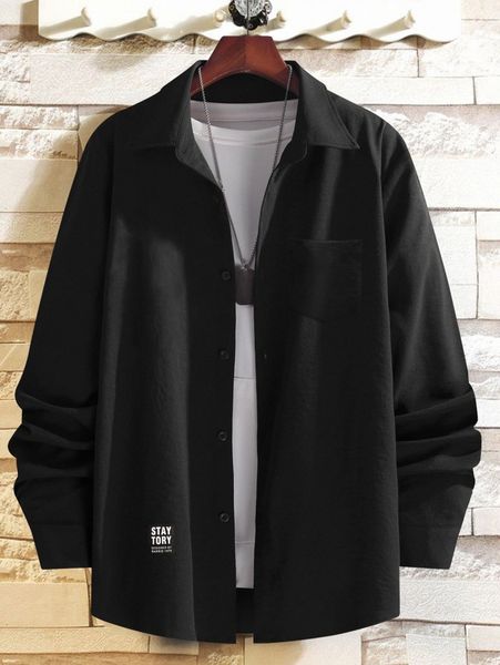 men slogan patch detail shirt without tee h1sl#, White;black
men slogan patch detail shirt without tee h1sl#, White;black