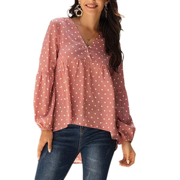 brand women female polka dot blouse autumn spring ladies latern long sleeve loose v neck chiffon blouses irregular women's & shirts, White
brand women female polka dot blouse autumn spring ladies latern long sleeve loose v neck chiffon blouses irregular women's & shirts, White