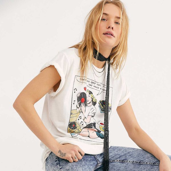 women's t-shirt harajuku vintage women summer beauty graphic print short sleeve cotton tee chic casual streetwear t shirt q8pg, White
women's t-shirt harajuku vintage women summer beauty graphic print short sleeve cotton tee chic casual streetwear t shirt q8pg, White