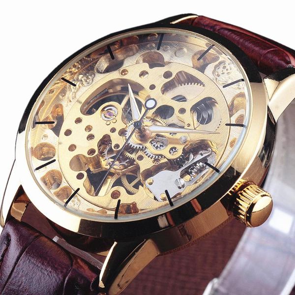 wristwatches fashion male gold case winner watch skeleton clock mechanical hand wind leather strap business classic retro men wrist, Slivery;brown
wristwatches fashion male gold case winner watch skeleton clock mechanical hand wind leather strap business classic retro men wrist, Slivery;brown