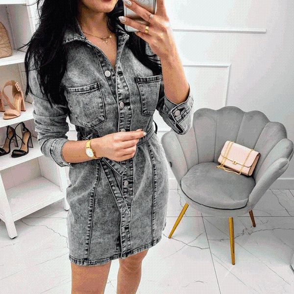 denim dress women elegant belt woman single-breasted buttocks ladies jeans dresses casual, Black;gray
denim dress women elegant belt woman single-breasted buttocks ladies jeans dresses casual, Black;gray