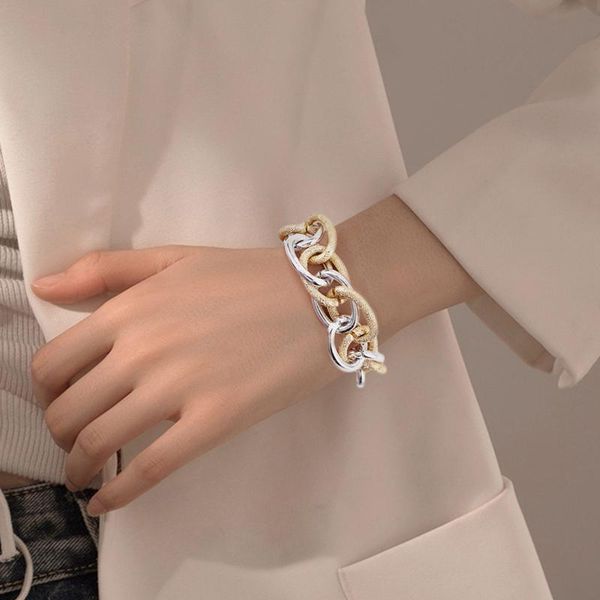 bangle frosted stitching multicolor bracelet retro hip-hop chain personality trendy buckle, Black
bangle frosted stitching multicolor bracelet retro hip-hop chain personality trendy buckle, Black