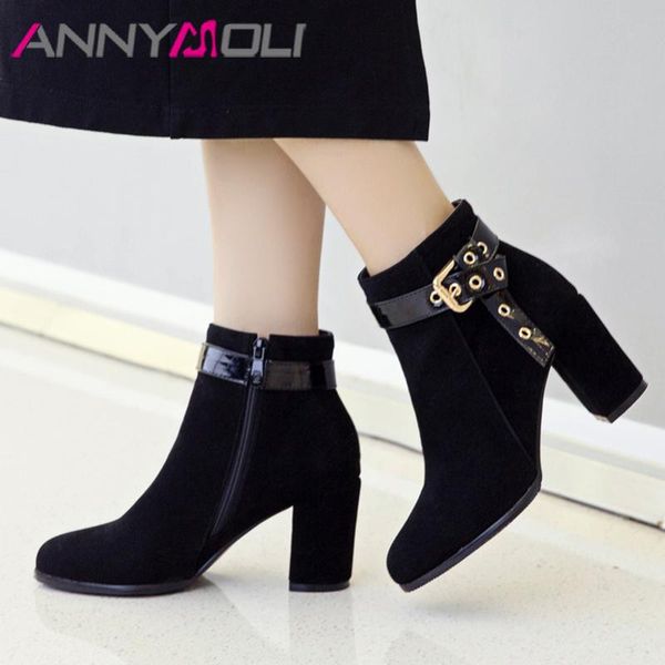 boots annymoli autumn ankle women buckle thick high heels short zipper round toe shoes ladies winter large size 3-12, Black
boots annymoli autumn ankle women buckle thick high heels short zipper round toe shoes ladies winter large size 3-12, Black