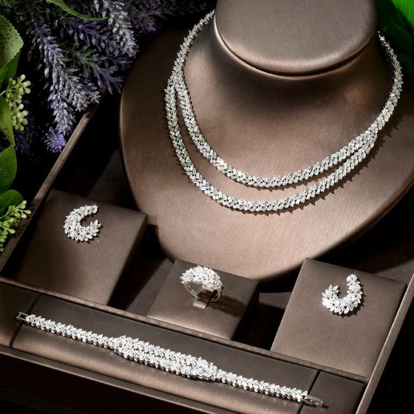 earrings & necklace hibride vintage two layers women wedding set geometric cubic zirconia jewelry for bridal boucle d'oreille n-1899, Silver
earrings & necklace hibride vintage two layers women wedding set geometric cubic zirconia jewelry for bridal boucle d'oreille n-1899, Silver