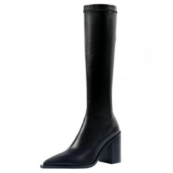 boots pointed toe knee high autumn winter heels shoes woman 2021 genuine leather party basic tight, Black
boots pointed toe knee high autumn winter heels shoes woman 2021 genuine leather party basic tight, Black