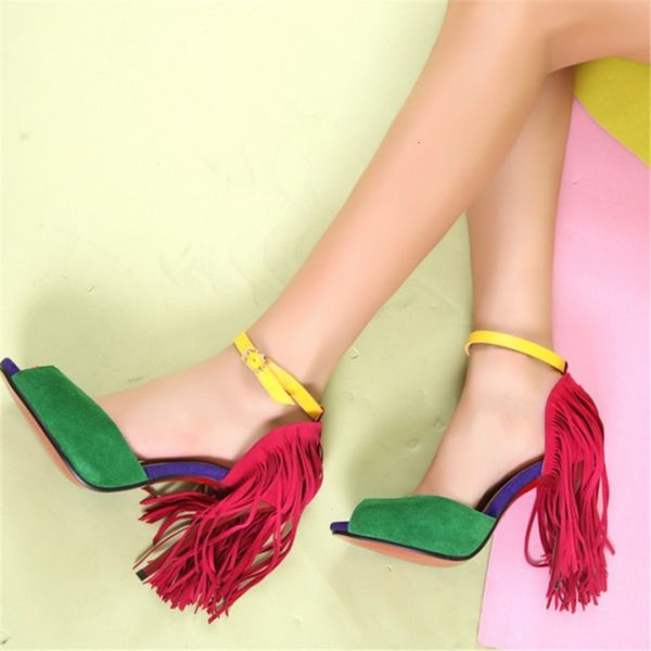 sandals women's peep toe fringe decoration 10cm high heel red ankle buckle big size for party sandals, Black
sandals women's peep toe fringe decoration 10cm high heel red ankle buckle big size for party sandals, Black
