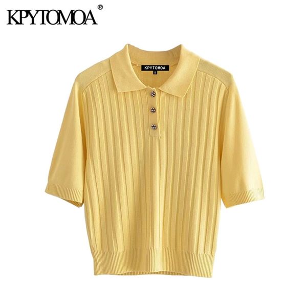 women fashion with rhinestone buttons knitted sweater vintage lapel collar short sleeve female pullovers chic 210421, White;black
women fashion with rhinestone buttons knitted sweater vintage lapel collar short sleeve female pullovers chic 210421, White;black