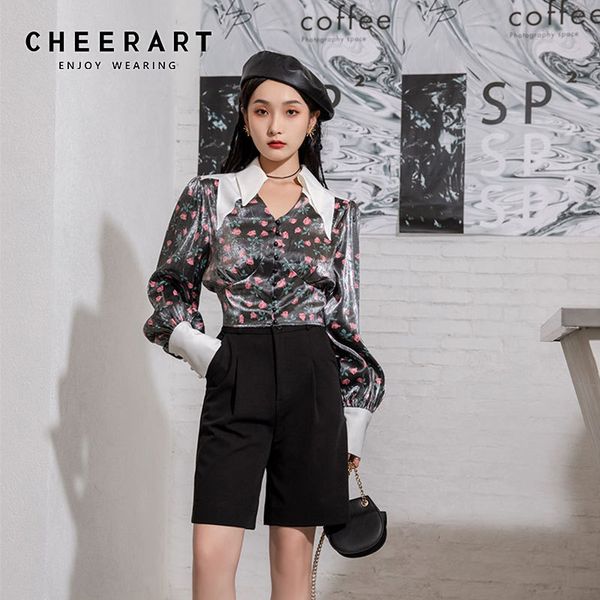 vintage puff sleeve ladies long blouse women rose floral print tunic satin korean fall fashion 210427, White
vintage puff sleeve ladies long blouse women rose floral print tunic satin korean fall fashion 210427, White