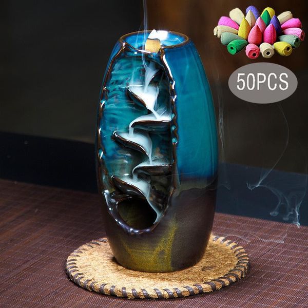 backflow incense burner 50 pcs cones mountain river handicraft holder ceramic waterfall smoke home decor fragrance lamps
backflow incense burner 50 pcs cones mountain river handicraft holder ceramic waterfall smoke home decor fragrance lamps