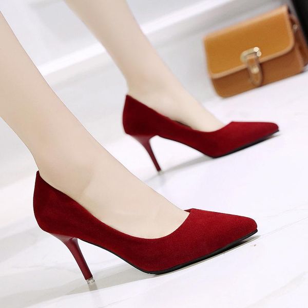 women shoes shallow pointed toe suede thin heels wedding party high summer 5 7 9cm zapatos de mujer dress, Black
women shoes shallow pointed toe suede thin heels wedding party high summer 5 7 9cm zapatos de mujer dress, Black
